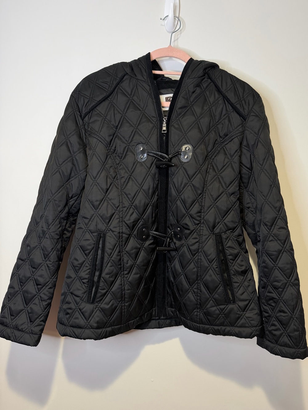 laundry by design black quilted jacket size large petite y2k